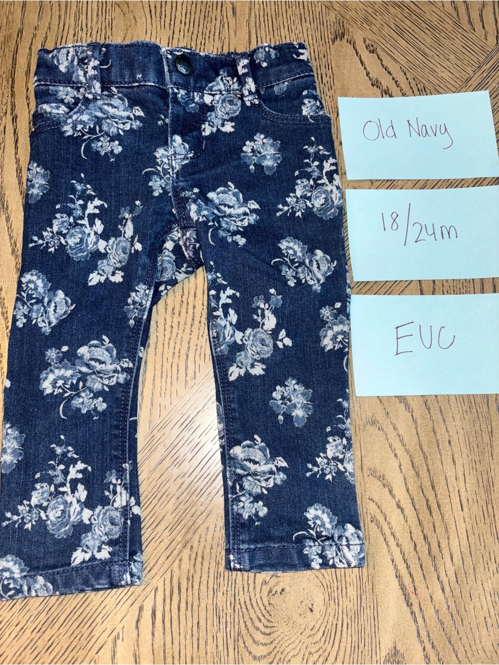 Old Navy Toddler Floral Print Navy Jeans - 18/24M